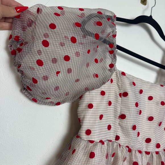 English Factory Polka Dot Poofy Organza Mini Dress - Picture 9 of 11